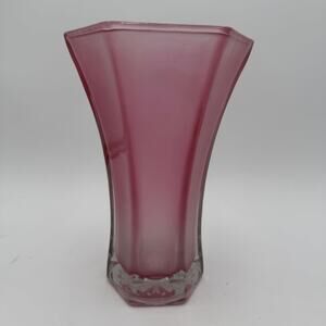 Finish Vintage Hoosier Glass Rose Pink / Blush Frost Vase 4041